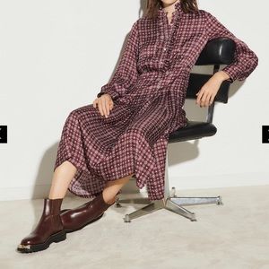 SANDRO ~ Thina ruffle-trimmed printed satin midi dress